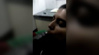 Desi South indian cutie gives blowjob to BBC on public restroom