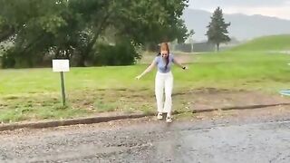 Having fun in the rain