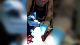 She sucked of a client while tattooing him #4