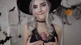 Eva Elfie: Sexy little witch tittyfucks on Halloween day #4