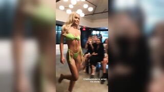 Green bikini walk (another angle)