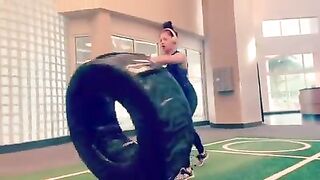 Fit Girls: 220 pound tire. Leg day was a success! #2