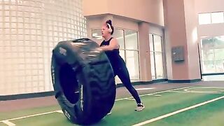 Fit Girls: 220 pound tire. Leg day was a success! #3