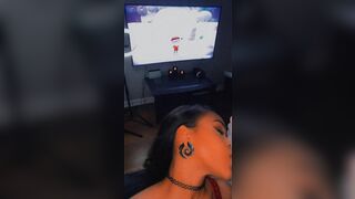 Just letting my friend suck my titty while I play a game #3