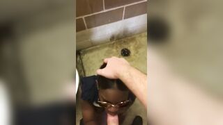 Want To Suck Cock: Public blowjob and cumming on her black tits #3