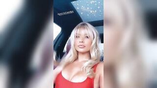 Josie Canseco: Blonde wig volontary areola slip in the car [Insta Story] #2