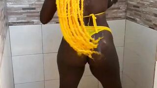 Ebony: Shaking her big booty in the shower #2