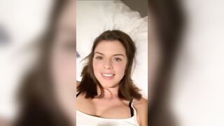 On bed, answering questions on IG for The Face magazine (Julia Fox, 4/17/20)